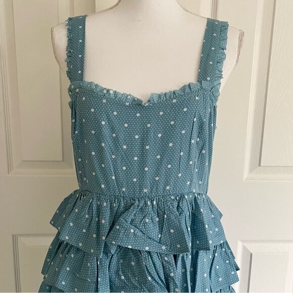 Loveshackfancy Idra Cotton Polka Dot Maxi Dress Blue Bonnet Size 8 MSRP $625 - Picture 5 of 11